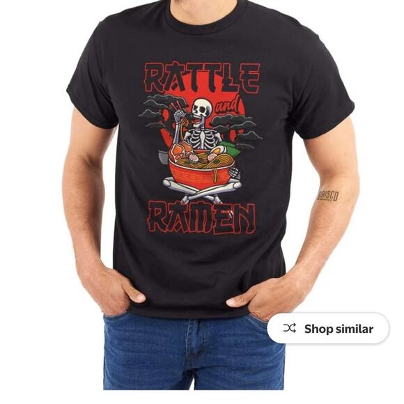 Rattle and Ramen Skeleton Men's Graphic T Shirt Tees Brisco Brands Size 3X - Picture 2 of 4